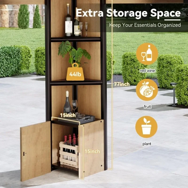 شرفة أرز مقاس 12 × 14 قدمًا مع خزانة تخزين وسقف فولاذي مزدوج ولوحة لأشعة الشمس #4