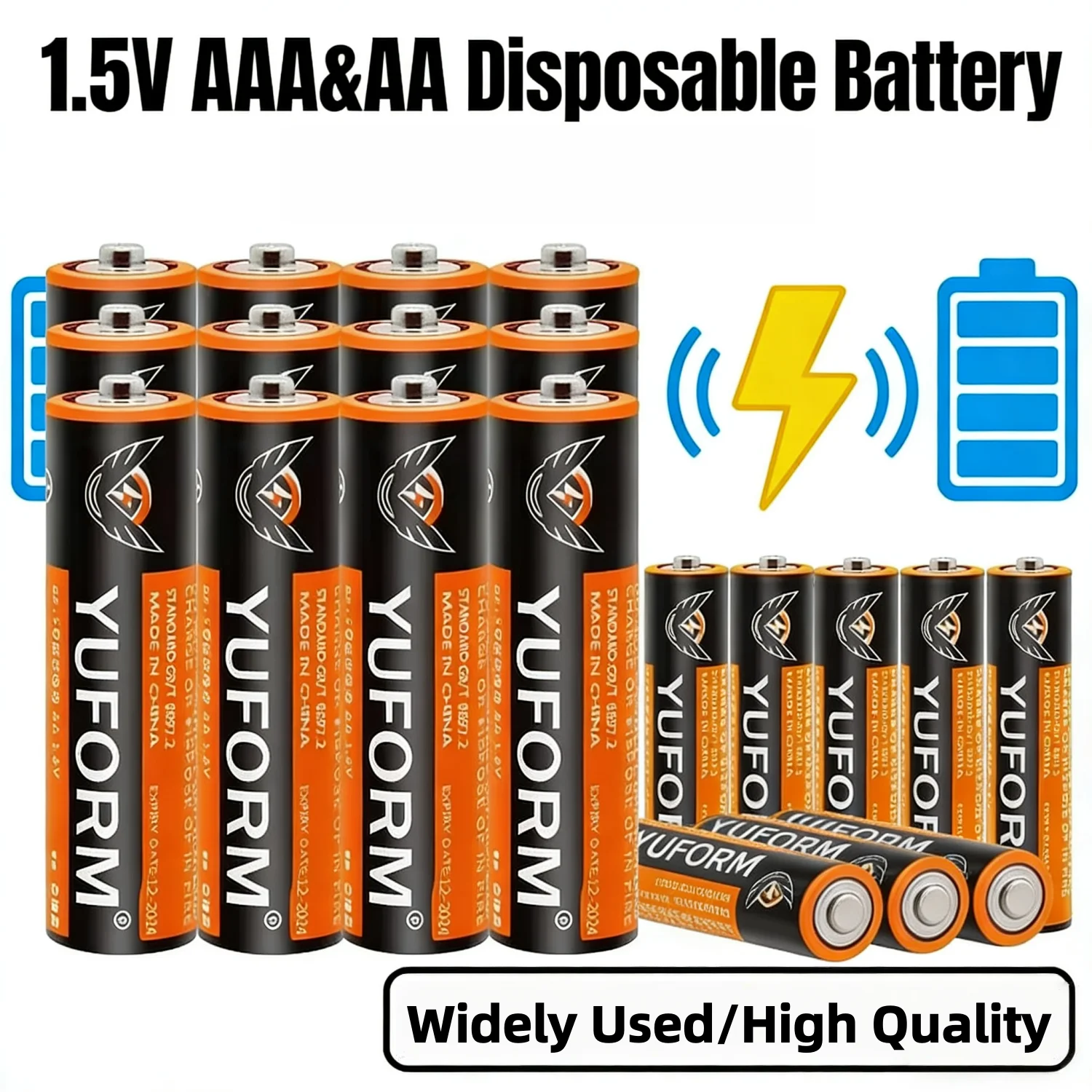 1.5V AA AAA Carbon Zinc Batteries, 40-Pack Bulk Wholesale for Toys, Clocks, Remote Controls, Long-Lasting Power, Leak-Proof