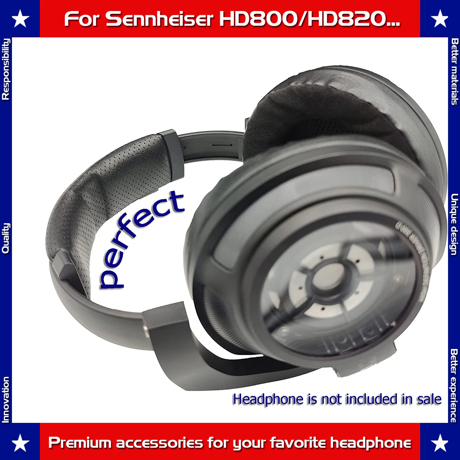 Atualizado perfurado carneiro substituição auscultadores, Headband Cushion, Compatível com Sennheiser HD800, HD800S, HD820, Drop HD8XX