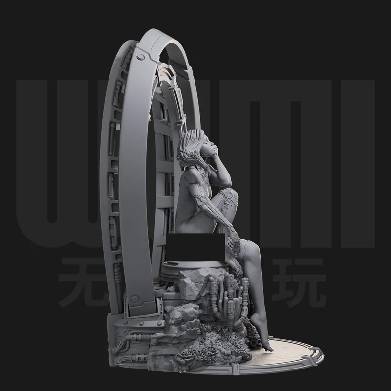 Figurine en résine Cyberpunk AI Gk, Micro Miniature imprimée en 3d, modèle blanc, jouet, Kit non assemblé et non peint, 1/24