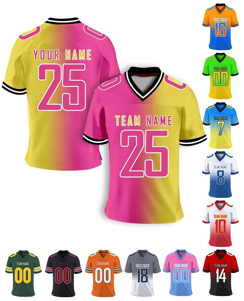 

Personalized Football Team Jersey Fourteen Colors Free Custom Name Number Matching Team Short Sleeve Jersey Football T-shirt Top