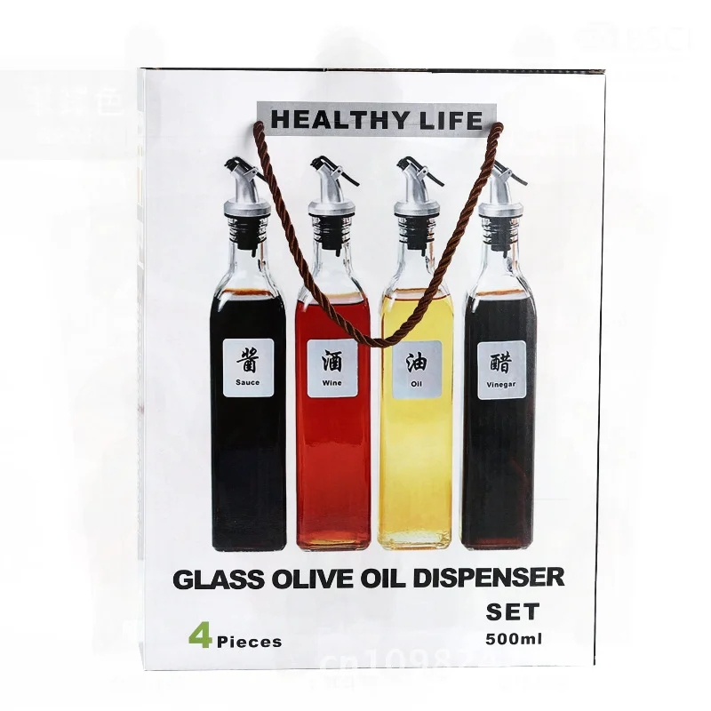 

Набор стеклянных масляных горшков в японском стиле, современная минималистичная бутылка для приправ с бутылкой из уксуса соевого соуса, бытовая кухонная упаковка