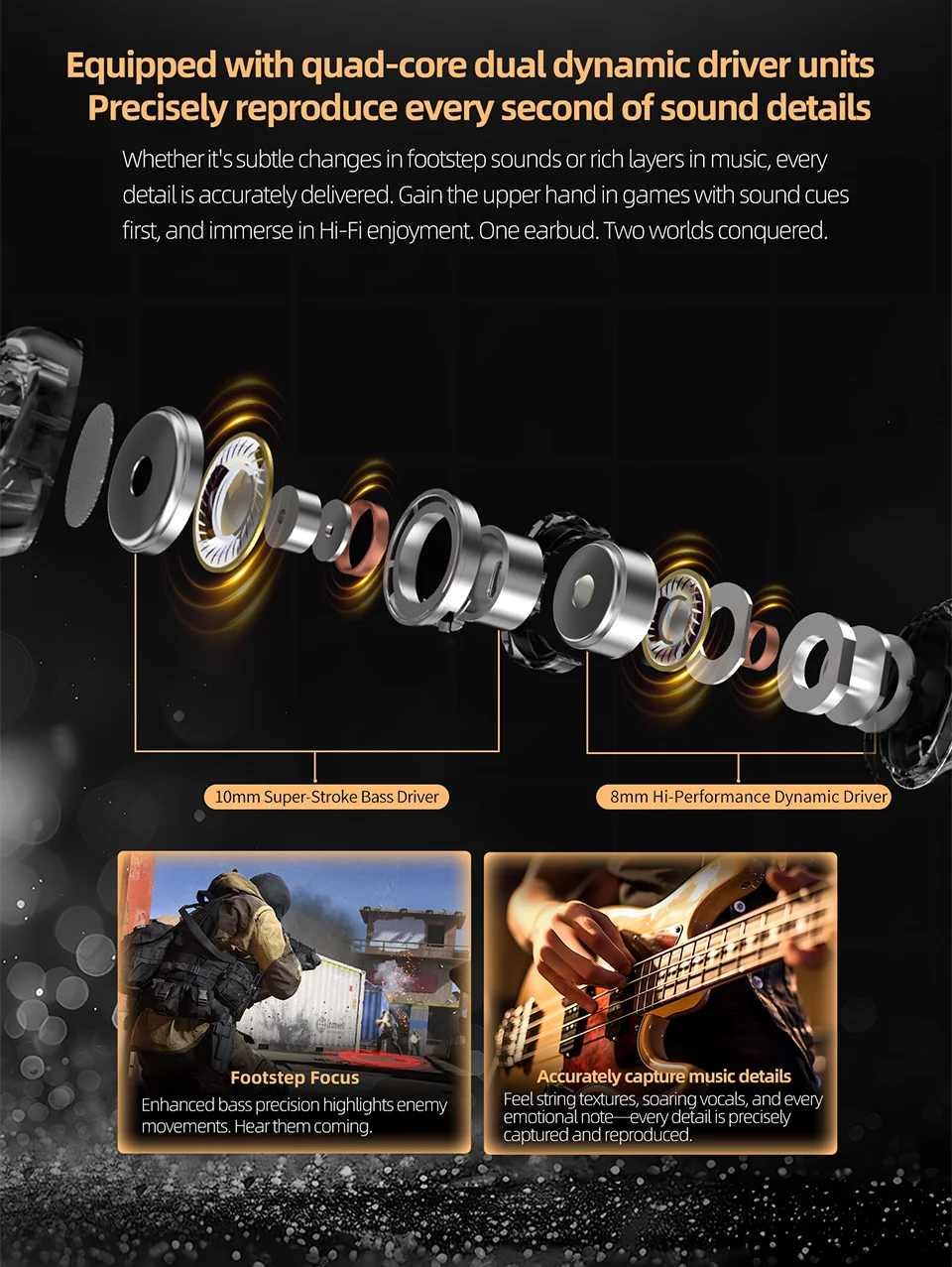 Earphone KZ Duet Dual Dynamic Driver HiFi Quad Core Bass Stereo Sound Wired untuk Musik dan Gaming