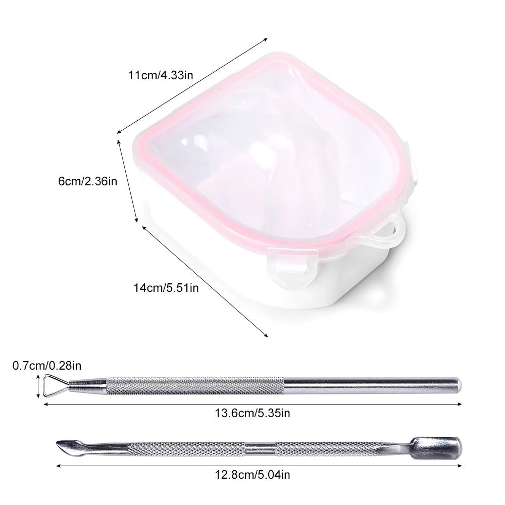 وعاء نقع الأظافر 2 قطعة نقع قبالة هلام البولندية تراجع مسحوق مزيل وعاء مانيكير البلاستيك مع انتهازي للبشرة ومقشرة مجموعة أدوات الأظافر