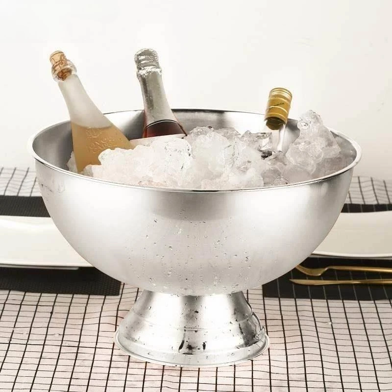 

Big stains steel champagne tub ice bucket bar ice grain