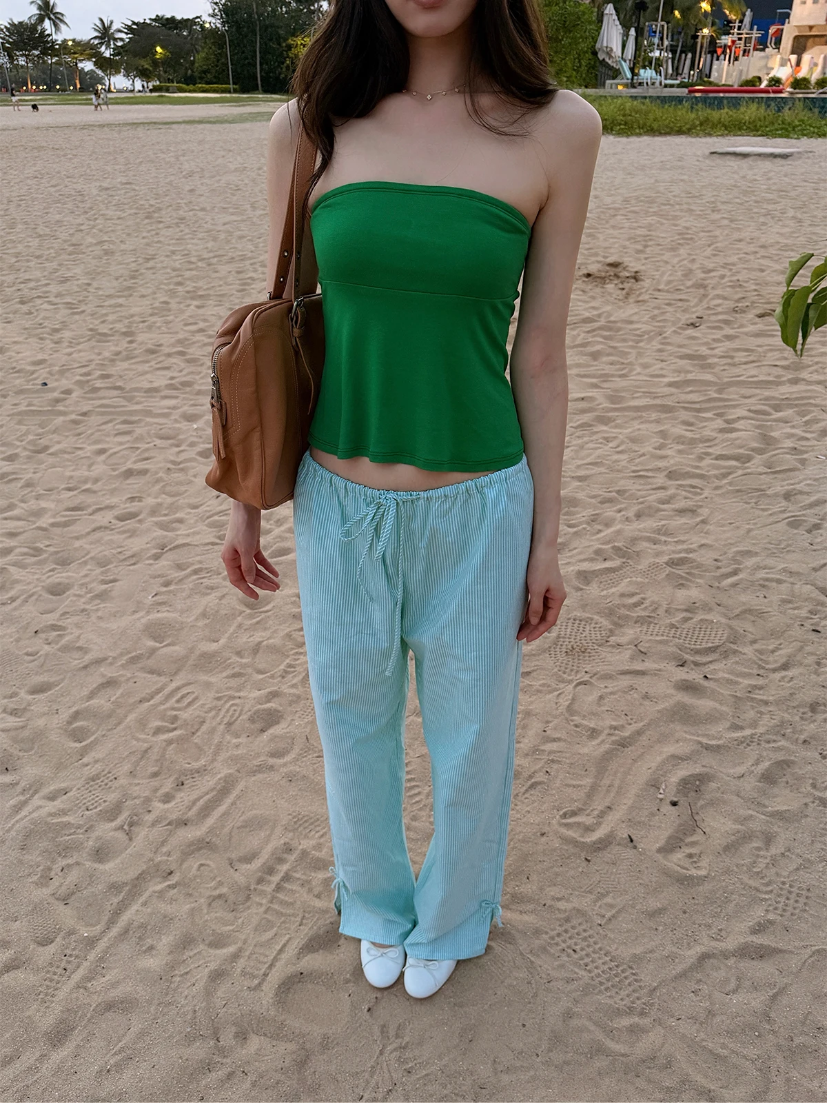 

Женский модный топ-бандо Anaya Tiny Drops Modal Loose Wraparound Tube Top, асимметричный, облегающий, укороченный, универсальный цвет