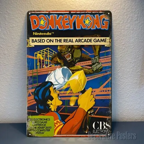 Donkey Cbs Retro-Videospiel-Metallposter – 20 x 30 cm (8 x 12 Zoll), Aluminium