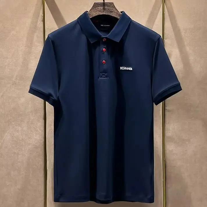 

Kiton Chiton однотонная простая модная универсальная повседневная рубашка ПОЛО с вышитыми лацканами и короткими рукавами