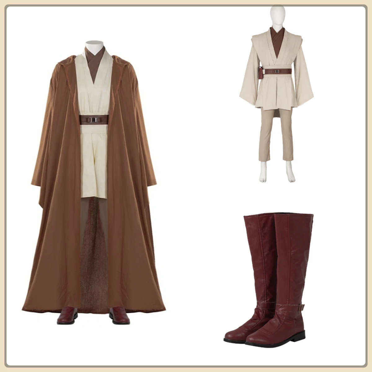 

Jedi Cosplay Obi Costume Wan Man Disguise Halloween Carnival Party Clothing