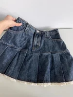 Women Blue A-line Denim Skirt Vintage Aesthetic Y2k Patchwork Lace Jean Skirt Harajuku Korean Cowboy Skirts 2000s Clothes Summer - Image 4