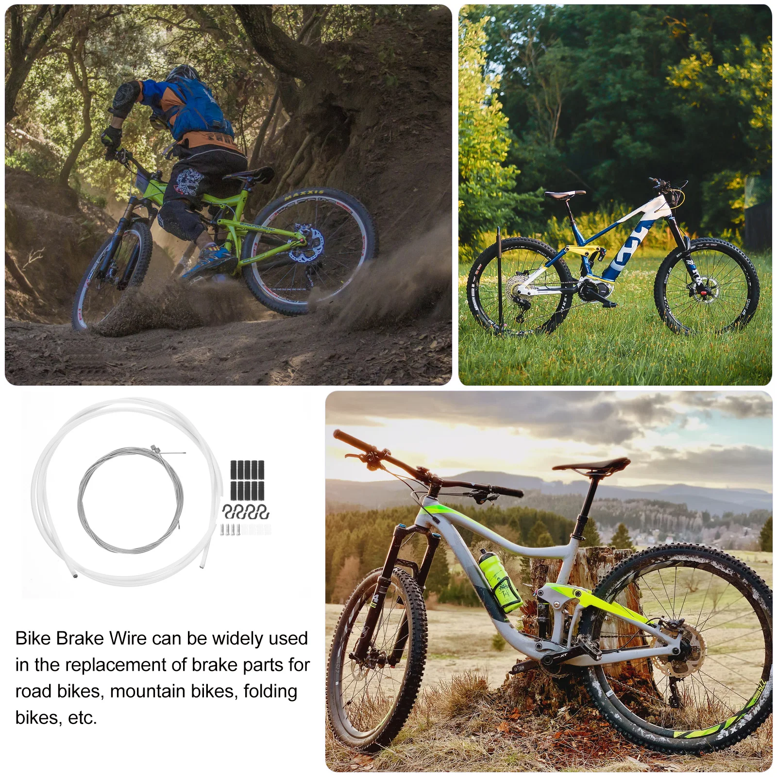 

2Sets Bike Brake Cables Galvanized Line Durable Noteasytowear Longlasting Exquisite Craftsmanship Cycling Brake Lines