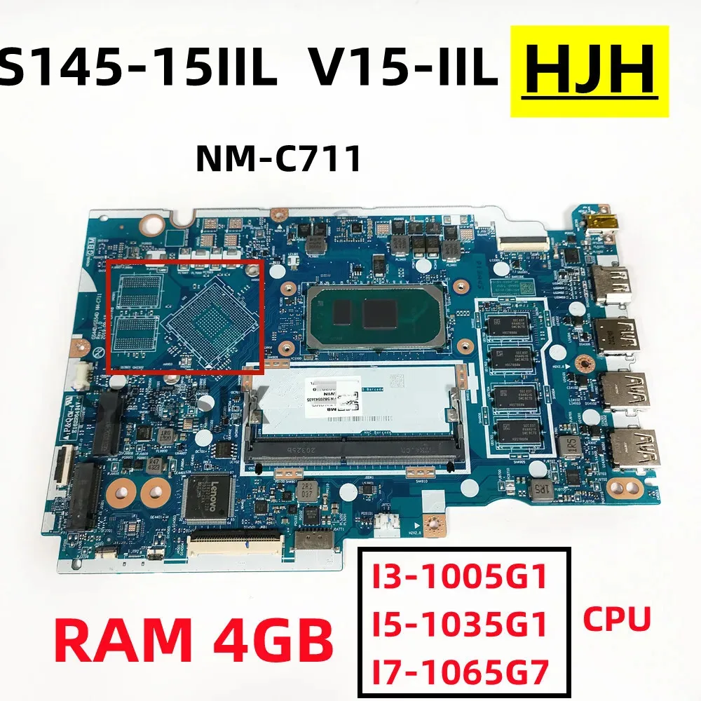 

FOR Lenovo ideapad S145-15IIL V15-IIL Laptop Mainboard NM-C711,with CPU i3, I5, I7, RAM 4G, UMA 5B20S43830, 5B20S43828 DDR4