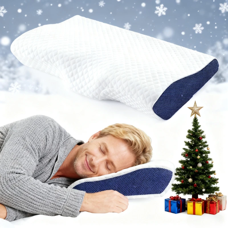 [Christmas gift]1pc Memory Foam Pillow,Polyester Cover, Contoured Sleeping Pillow for Side, Back, Stomach Sleepers