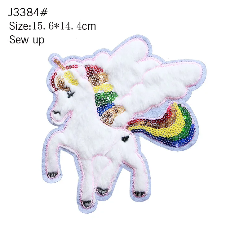 Fashion Lovely Embroidery Sequin Single Horned Horse Purple British Style, Red Anchor Patch DIY Badge Children's Casual Dress