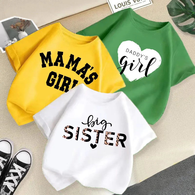 

2024 Summer Letters Love Mom Cartoon Short-sleeve Tops for Kids Pink Glasses Candy Color BlouseTees Baby Clothing 1-10TCute