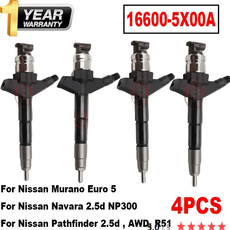 

4pcs 16600 5X00A For Nissan Murano/Navara/Pathfinder 2.5d 16600-5X00A Diesel Common Rail Injector 166005X00A 4PCS