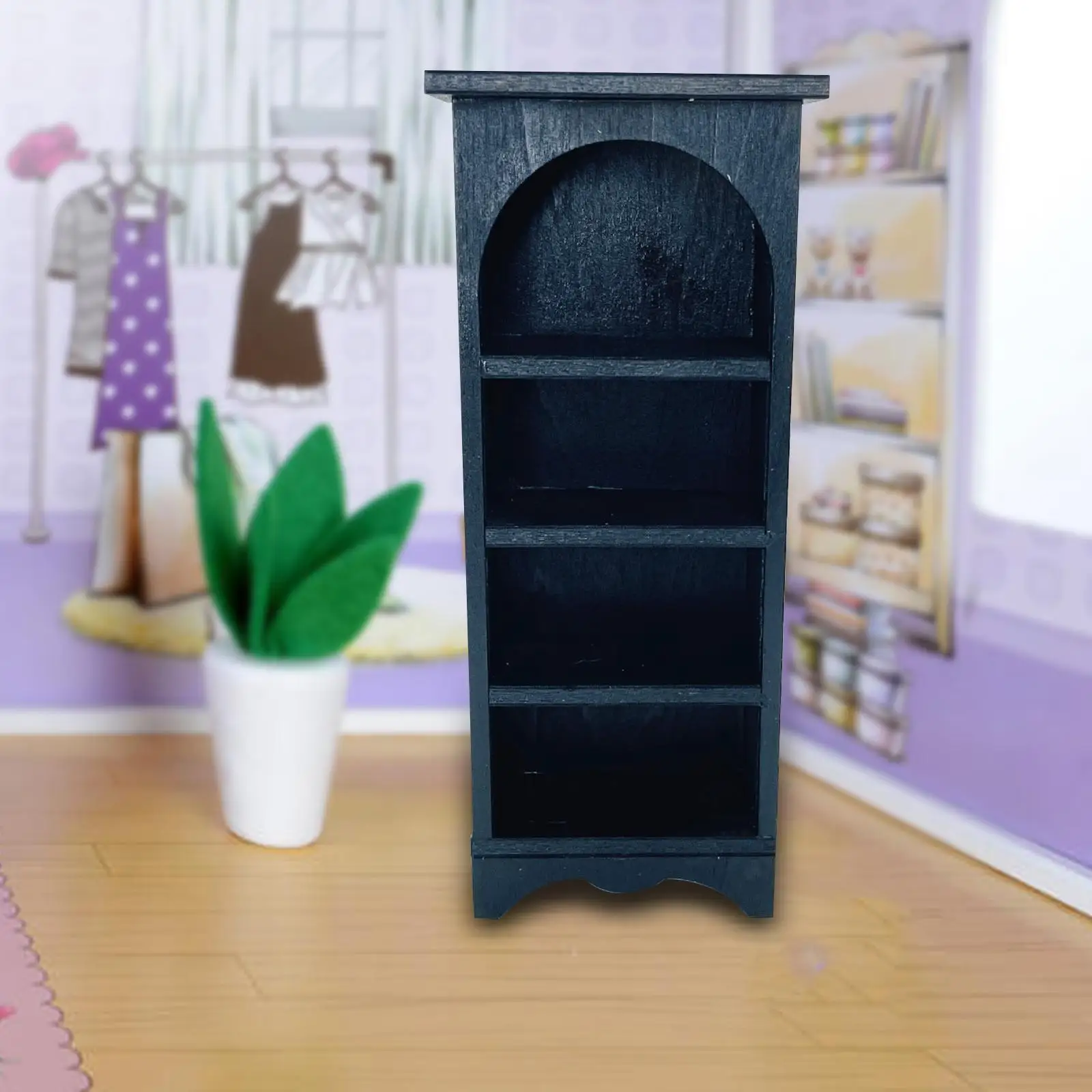 1/12 Dollhouse Bookshelf Doll House Decor DIY Supplies Dollhouse Furniture Handcrafting for Office Cabinet Living Room Bedroom