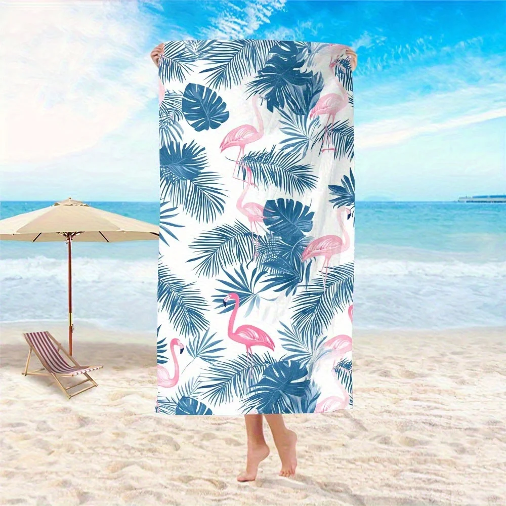 Beach Towel Floral and Flamingo Pattern Sun Protection and Windproof Suitable for Beach Pool Camping Travel Beach Blanket