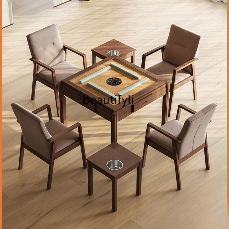 Solid Wood Automatic Household Mahjong Machine Dining Table Dual-Use Intelligent New Chinese Electric Bass Chess Card