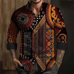 Men's Retro Style 3D Printed Bohemian Shirt Street Vacation Racing Spring Summer Cuffed Long Sleeve S-6XL