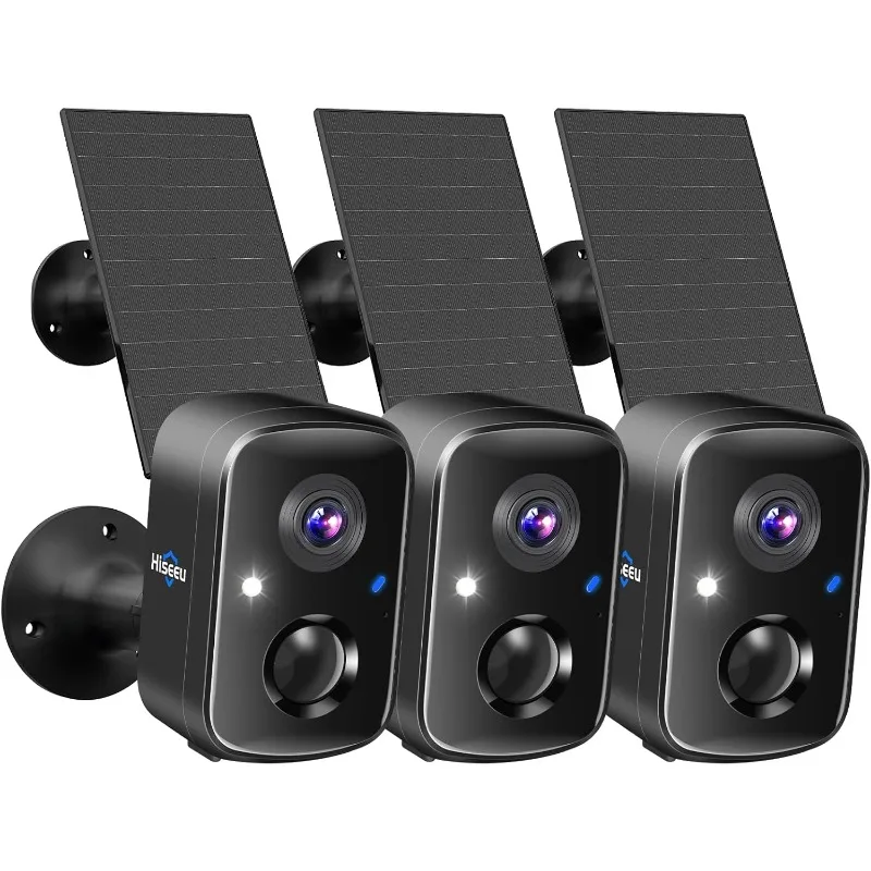 

Security Cameras Wireless Outdoor, 3pcs Solar Powered 3K 4MP Surveillance WiFi Cameras for Home Security Outside, PIR/AI