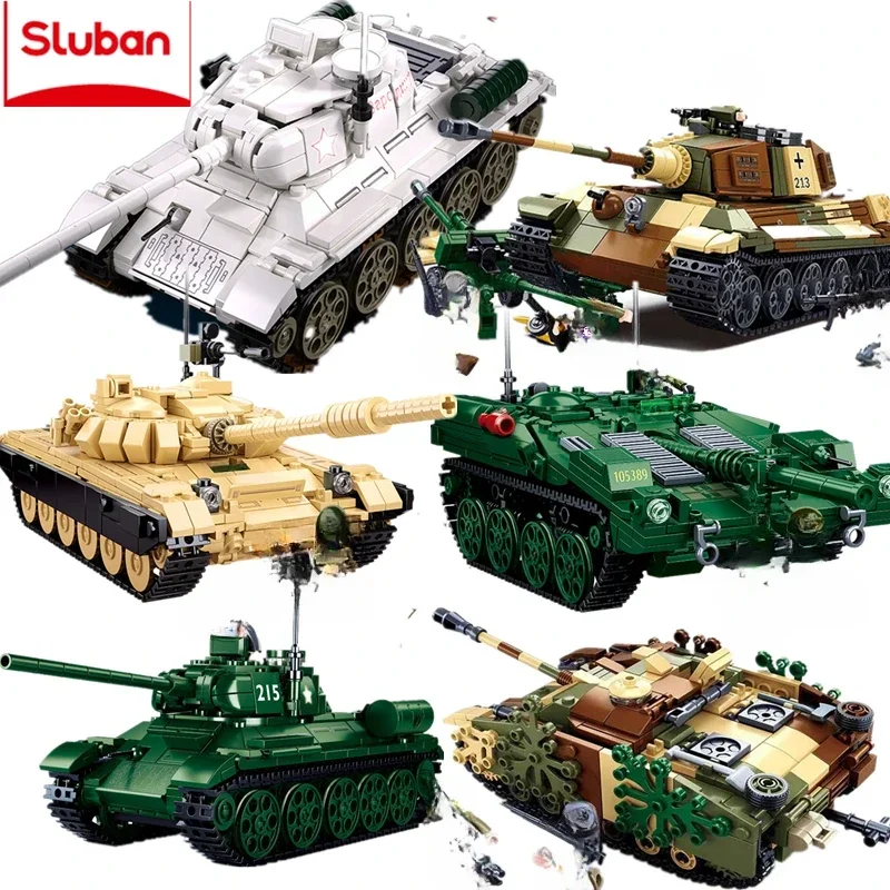 Military Challenger Leopard Panther Heavy Main Battle Tank Soldier Building Blocks Plastic Model Bricks Army Toys for Children