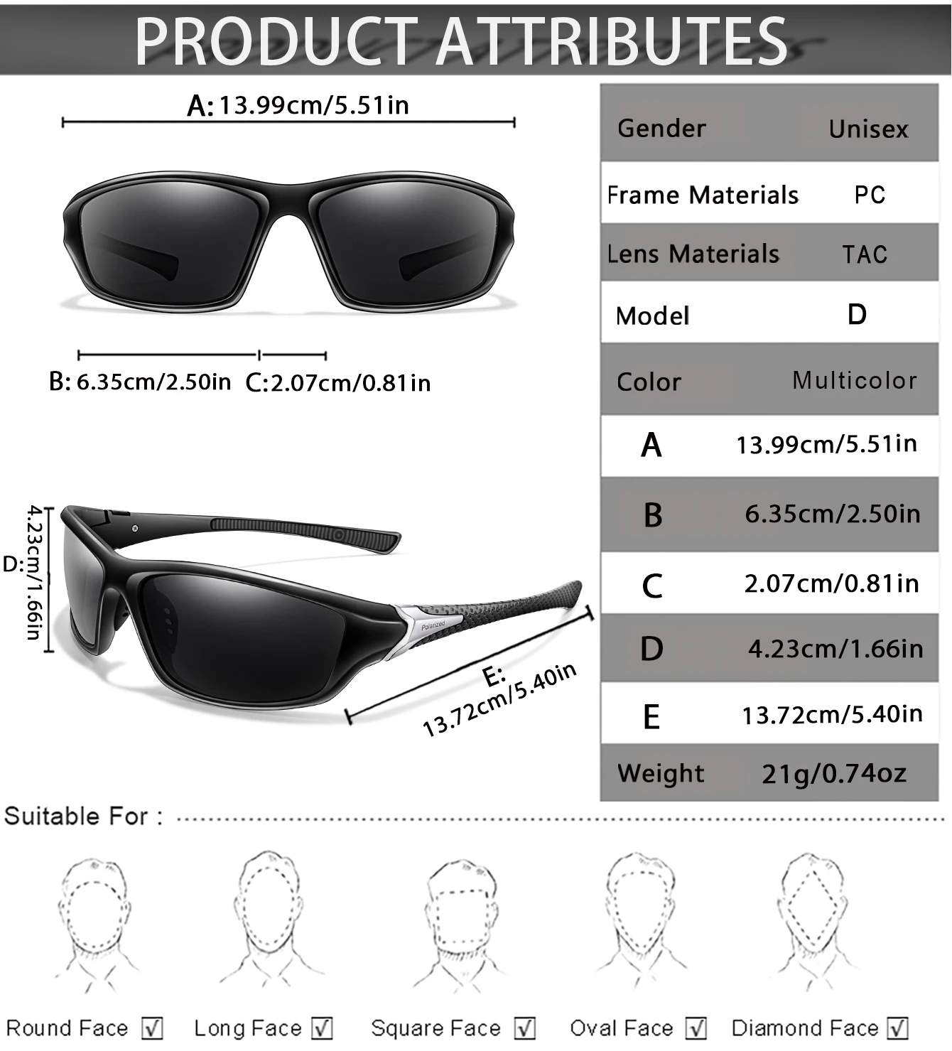 Polarisierte Sport-Sonnenbrille für Männer und Frauen, Outdoor, Reiten, Radfahren, Angeln, Laufen, Wandern, klassische Schutzbrille, UV400-Schutz – Detail 2