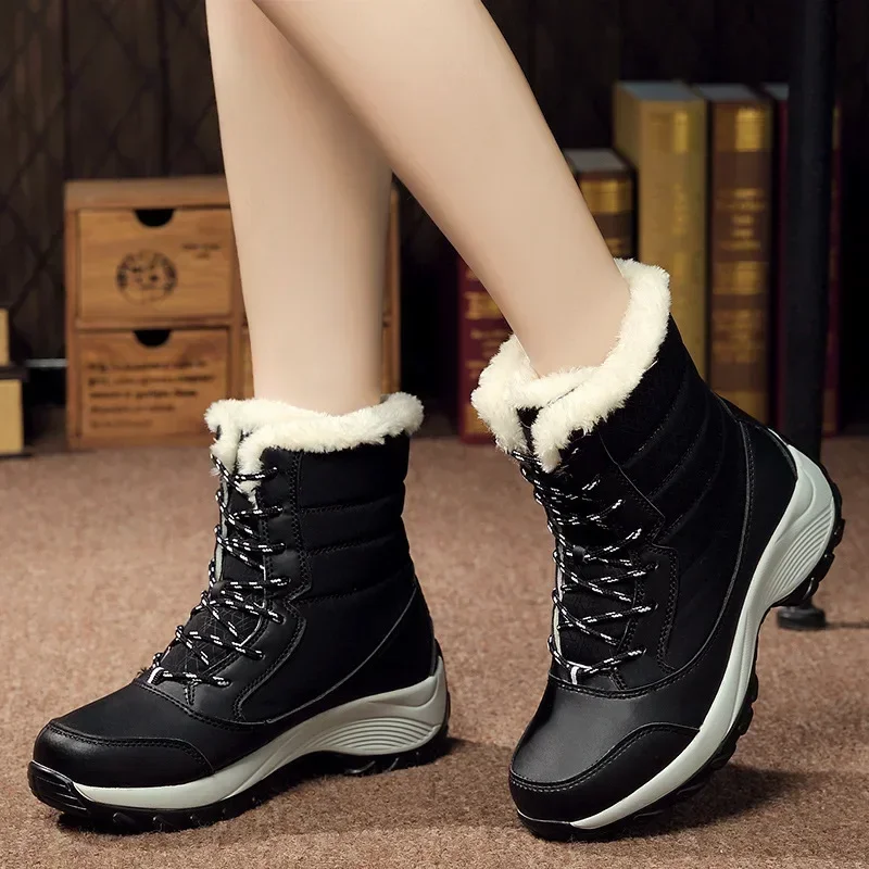 Botas Ankel para mujer, botas de nieve clidas para exteriores de invierno, botines con plataforma para nios, Winter