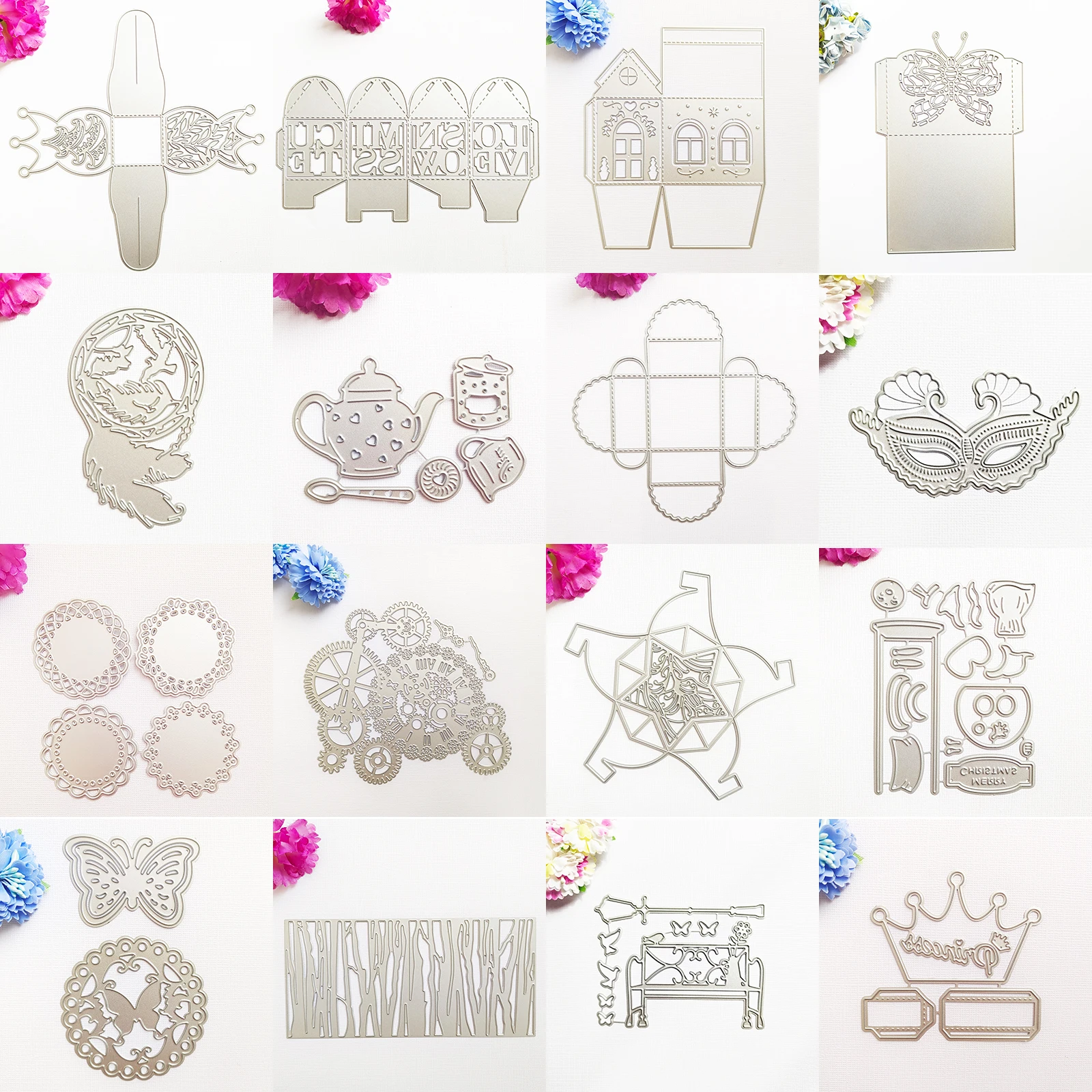Troqueles de corte de Metal para álbum de recortes, troqueles de corte con patrón tridimensional para tarjetas de papel, manualidades, troquel de corte decorativo en relieve, caja 3D