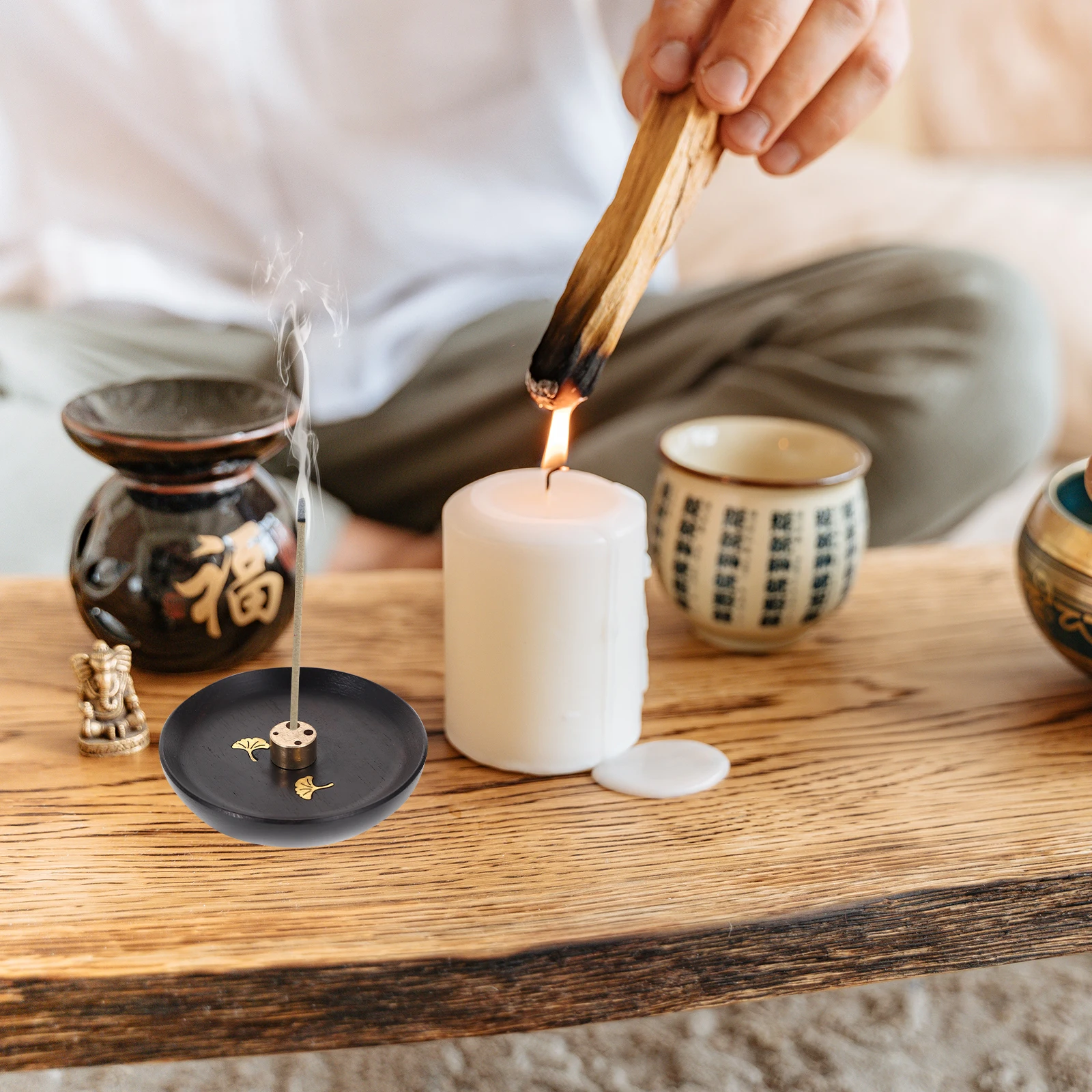 

Mini Black S Incense Dish Porous Line Stick Holder Home Indoor Wood Agar Censer nament Burner Plates Decor Wooden Incense