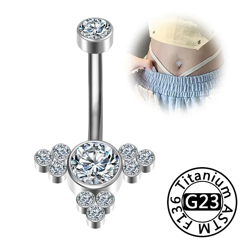 None F136 Titanium Zircon Body Piercing Ring 16G 8