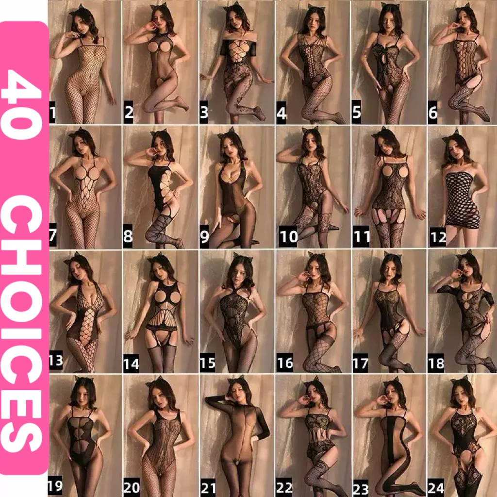 ارتداءها للنساء أسود مثير Bodystockings شبكة صيد السمك بدلة للجسم شير كم طويل بذلة الاباحية حفلة الكبار دمية قطعة واحدة الزي