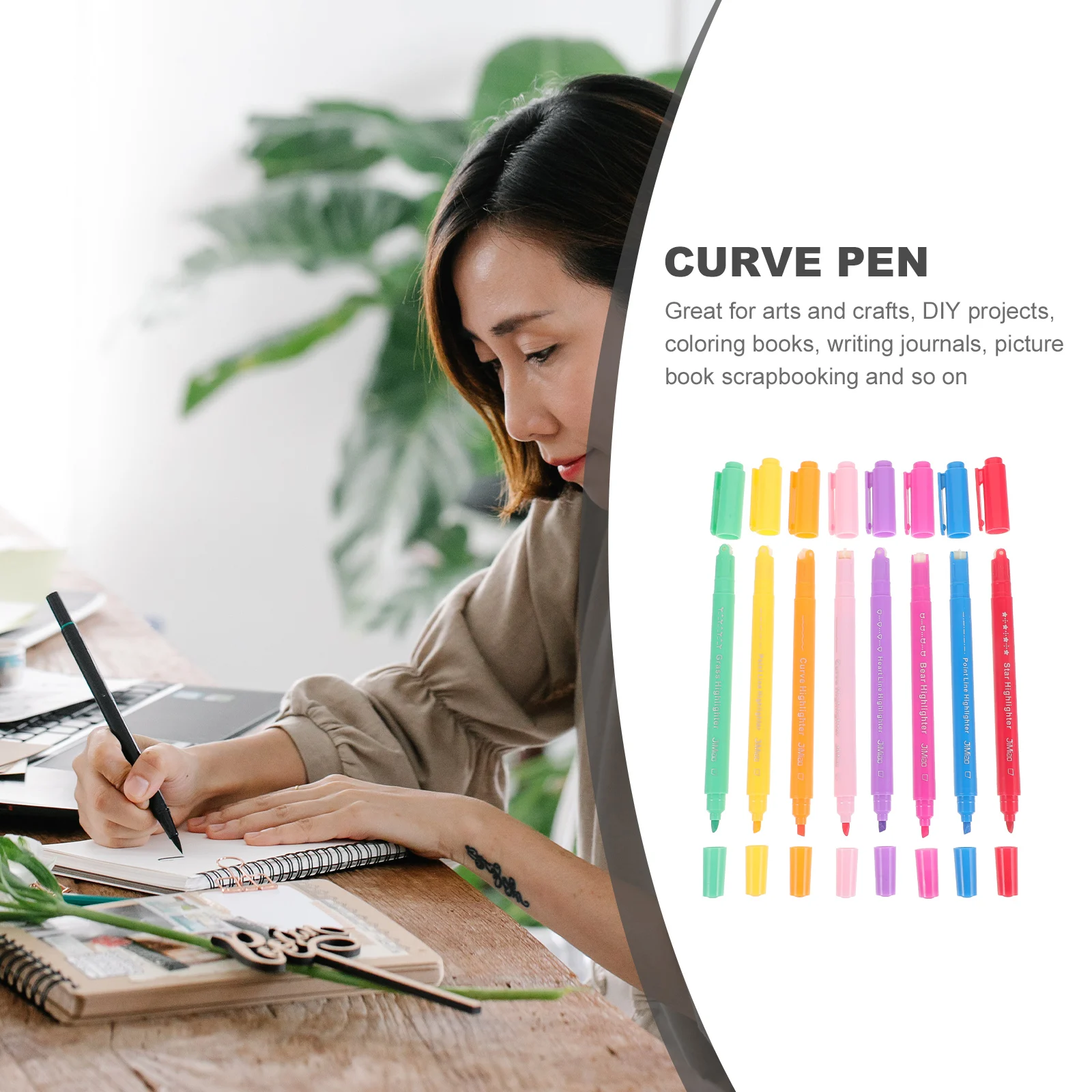 

8 Pcs Flower Shape Contour Pen Scrapbooking Outlining Markers Colored Pens Outline Multi-color Curve Plastic Convenient