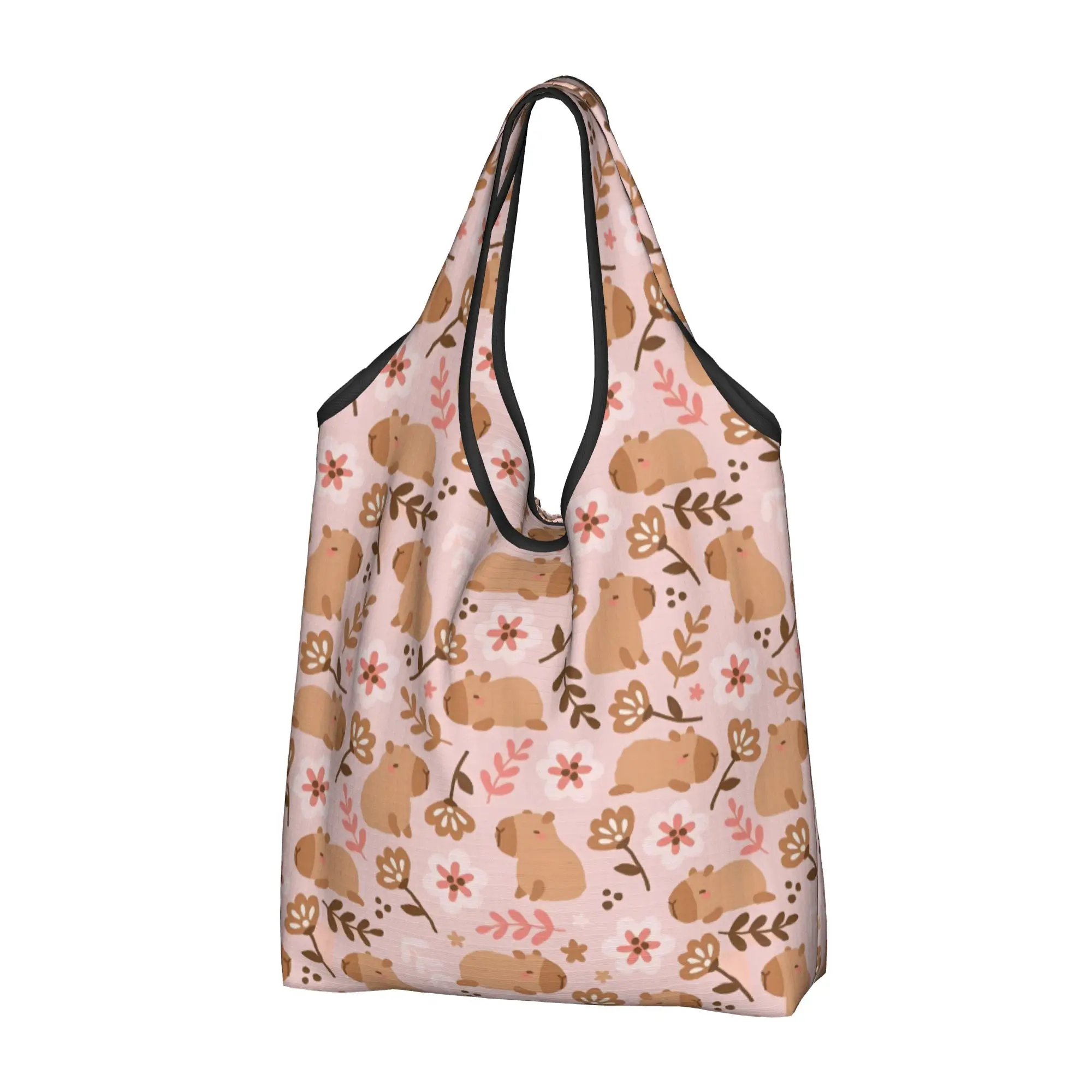 Funny Colourful Creative Capybara Printed  Grocery Shopping Tote Bag Women Kawaii  Shoulder Shopper Bag Large Capacity Handbags