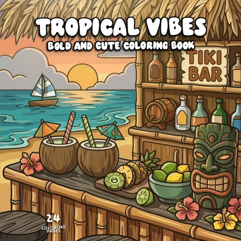 Cross-border new arrival: bestselling tropical-themed coloring book for adults - doodle & draw coloring book