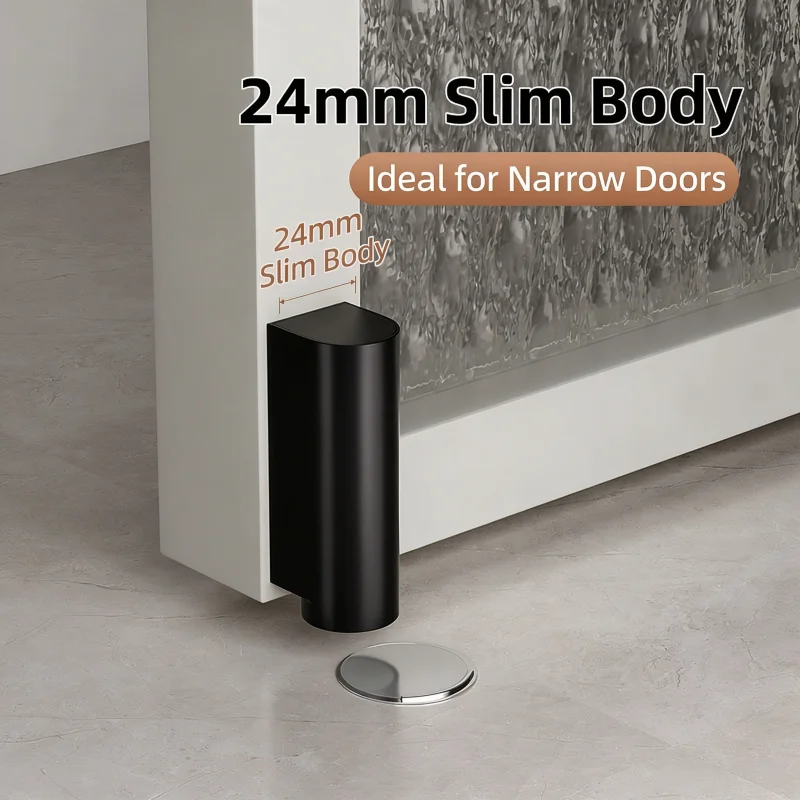 Ultra Thin Magnetic Door Stopper, Punch-free Hidden Door Catch, Strong Magnet Floor Door Stop Anti-collision for Bathroom Bedroo