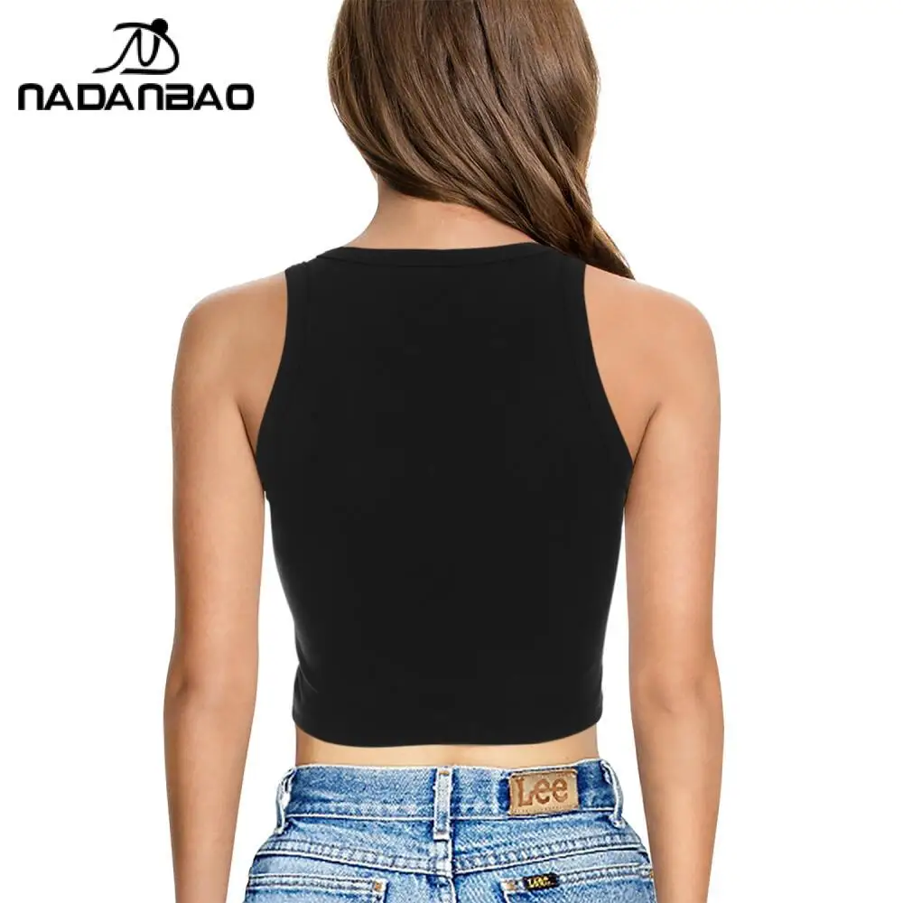 Nadanbao Customized Your Logo or Picture Women's Crop Top Diy Y2K Sexy Slim Short T-Shirt Custom Summer Sleeveless Tee Tops