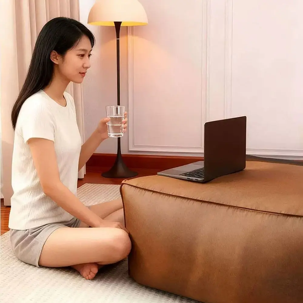 PU Leather Fillable Storage Ottoman Cover Fillable Wear Resistant Storage Footstool Waterproof Claw Resistant Pouf Cover