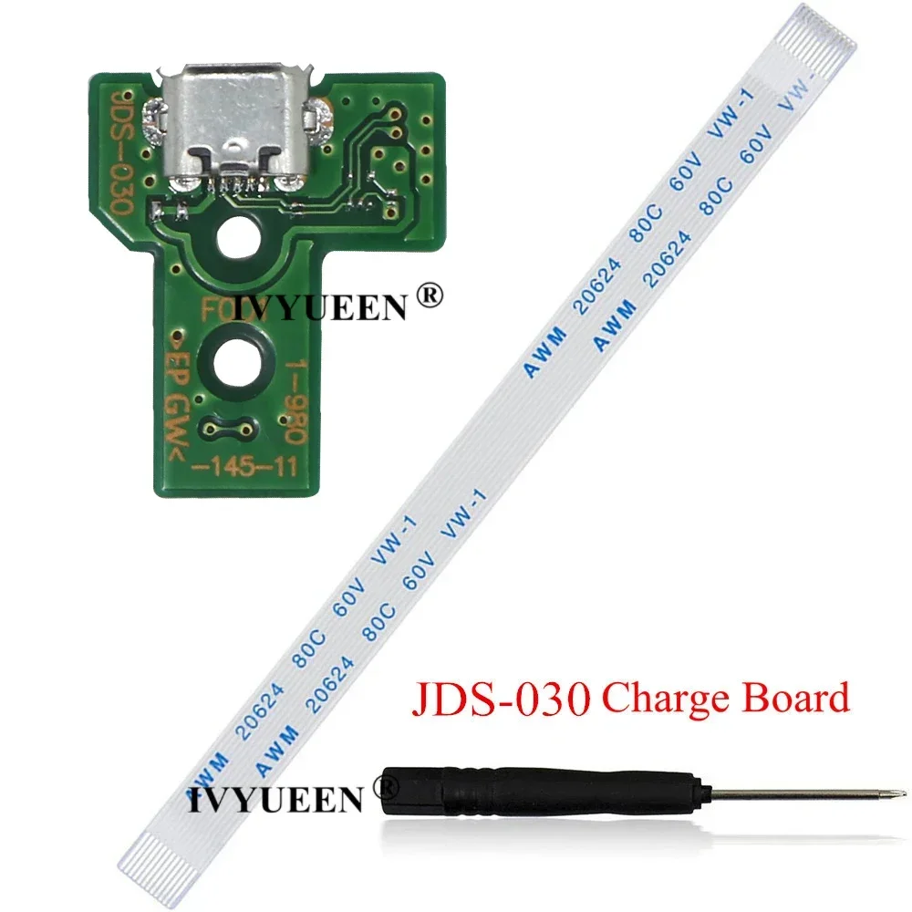 IVYUEEN USB Charging Port Socket Circuit Board 12Pin JDS 011 030 040 050 for Dualshock 4PS4 Controller Flex Ribbon Cable