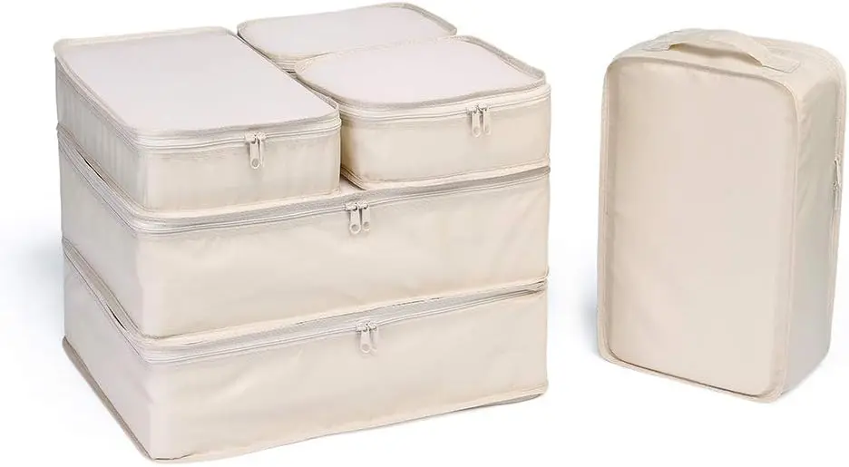 Travel Packing Cubes Set with Shoe Bag for Luggage Organization