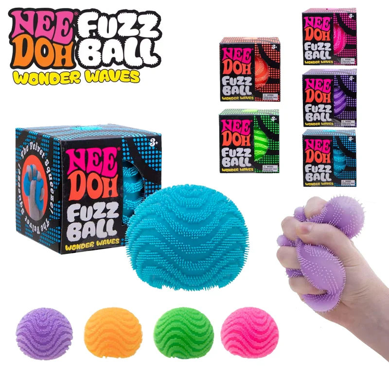 Needoh Fuzz Ball Wonder Waves Fidget Relief Sensory Toy Maltose Soft Slow Rebound Squeeze Stress Anti‑Anxiety Decompression Gift