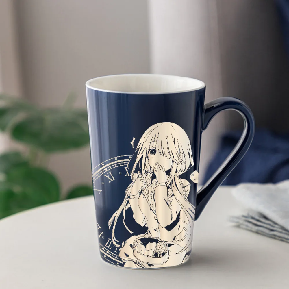 Tokisaki Kurumi Nightmare Gold Stamping Mug Ceramic Water Drinking Cup With Lid Spoon Cosplay Gift