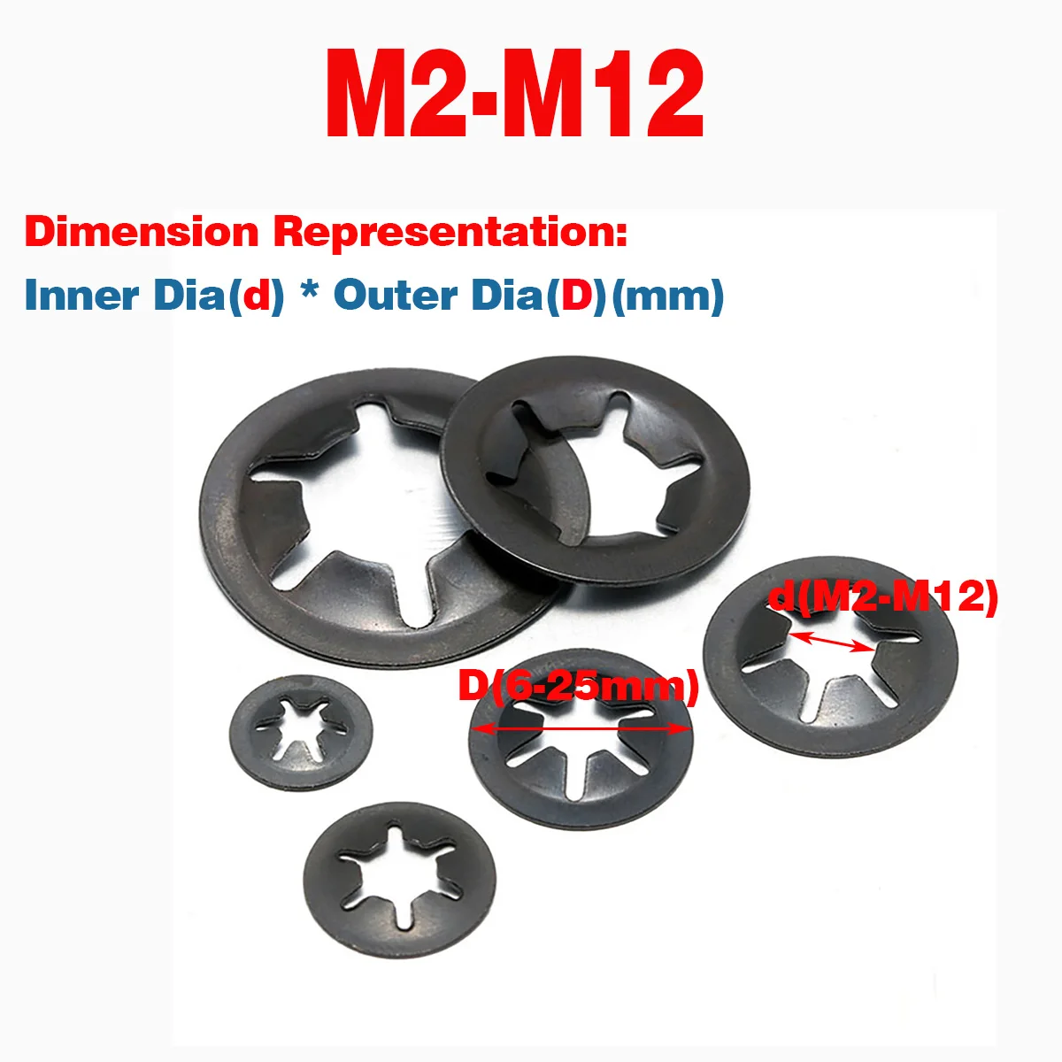 65 Manganese Steel Spring Circlip / Bearing Clamp Retaining Ring / Plum Blossom Circlip / Bearing Washer M2-M12