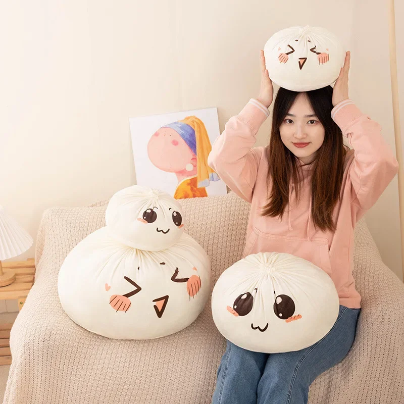 25/35/45cm Creative Bun Shape Plush Toys Stuffed Soft Dumplings Pillow Kawaii Cushion Simulation Food Doll Gifts Home Ornament