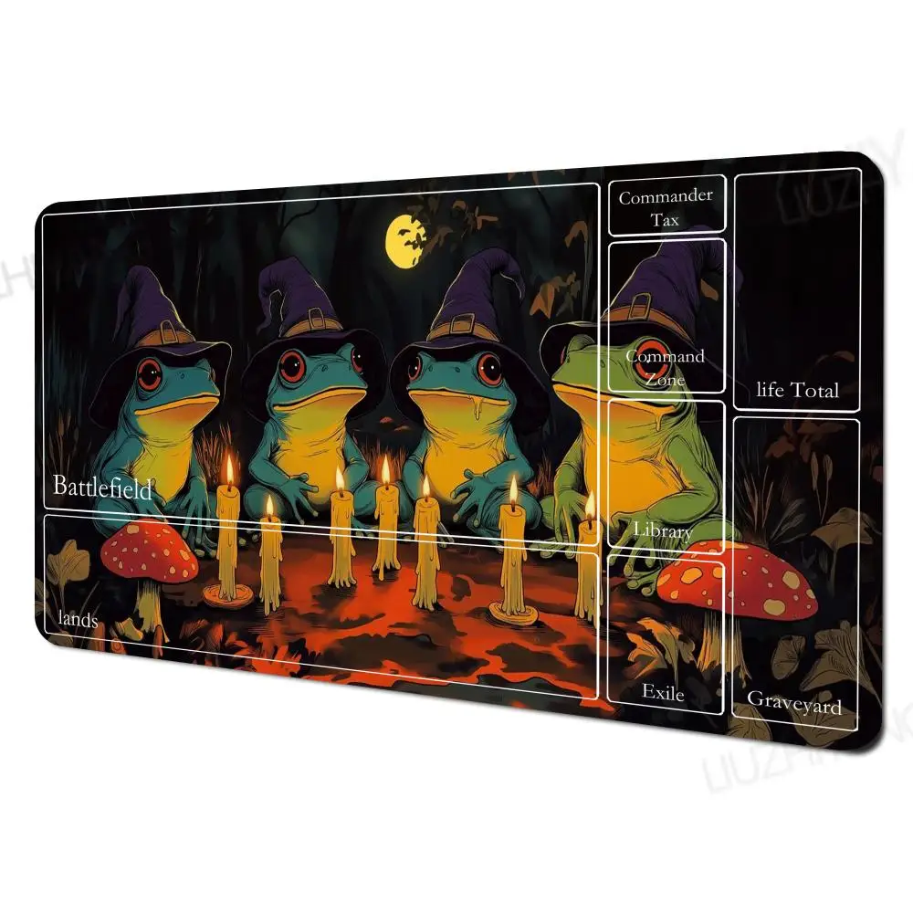 Alfombrilla de ratón de mago rana, tapete de cartas cosido con zonas mágicas, alfombrillas de juego de mesa para MTG/TCG Card Battle Commander, alfombrilla de escritorio