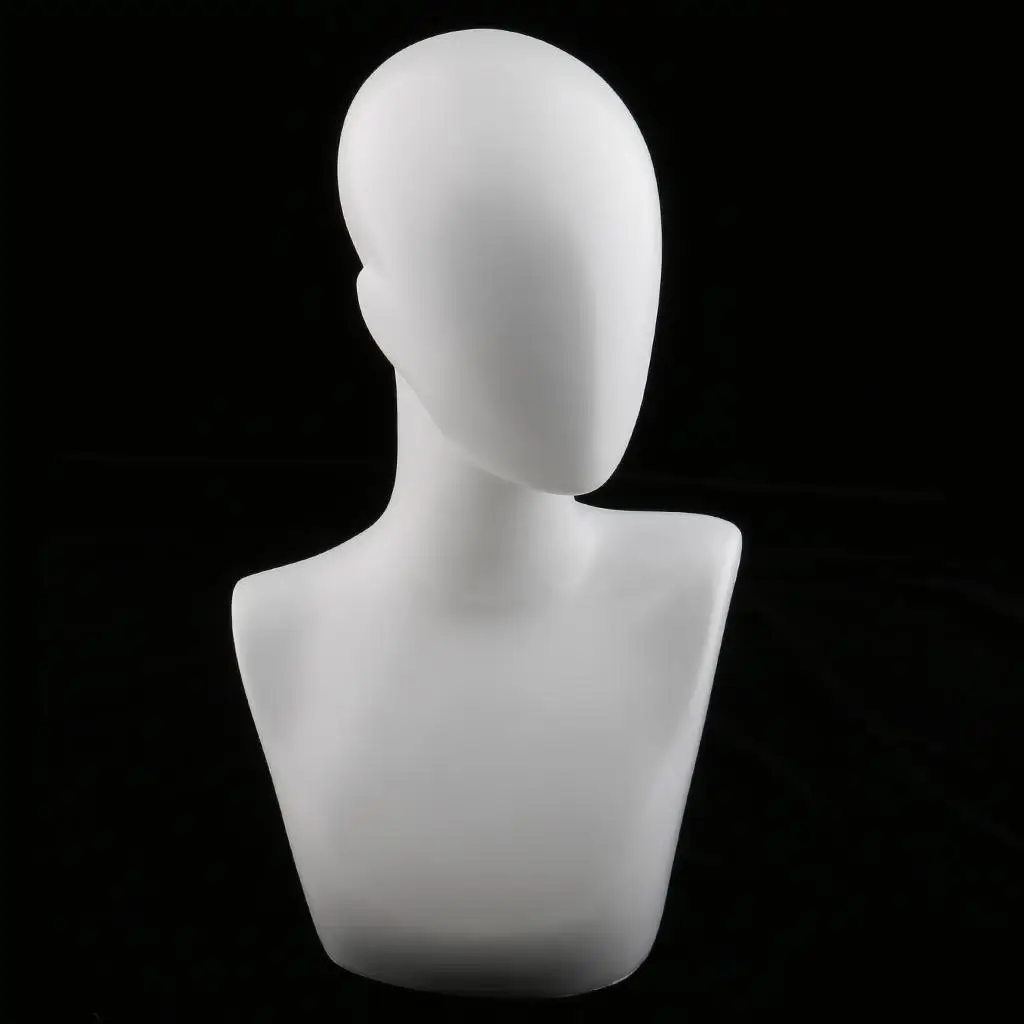 White ABS Plastic Mannequin Head Bust Jewelry Wig Cap Necklace Pendant Display Stand Holder