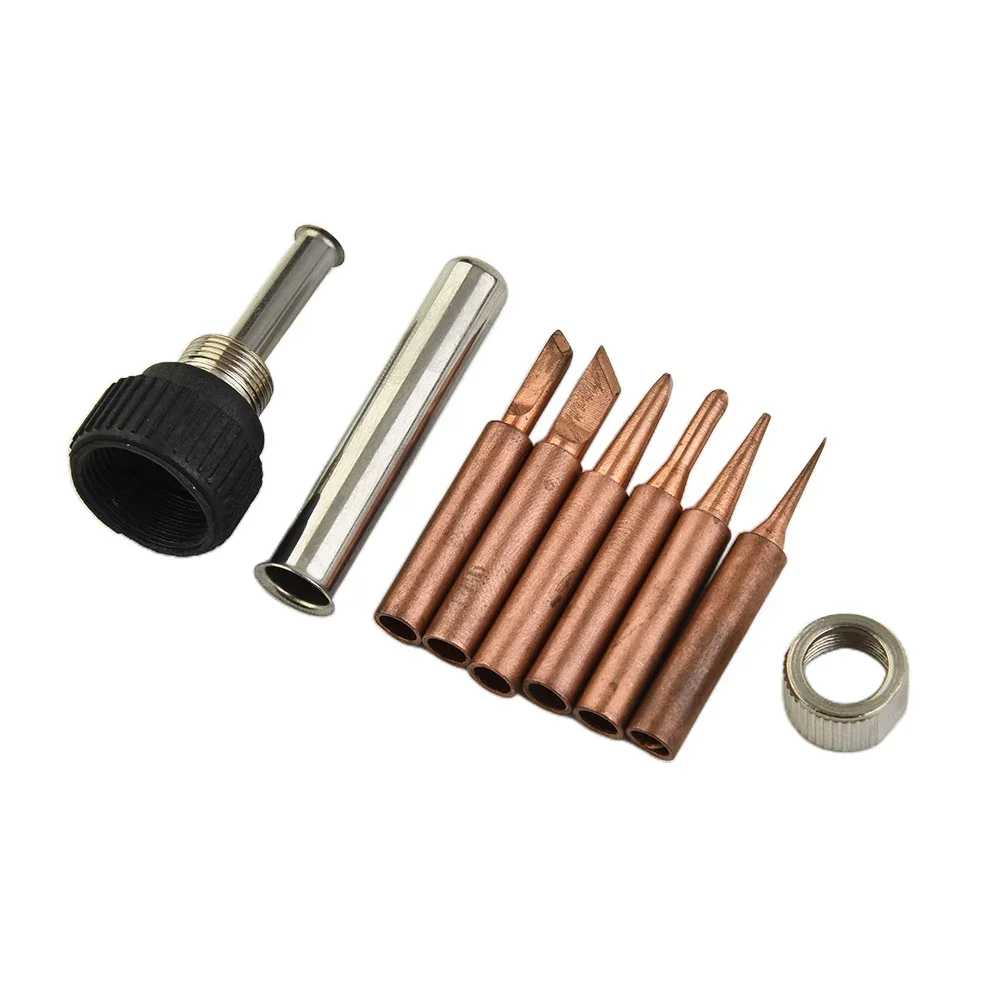 7pcs Copper 900M-T Soldering Iron Tip & Handle Kit Low Temperature Soldering Tip For 936,937,938,969,8586,852D Soldering Station