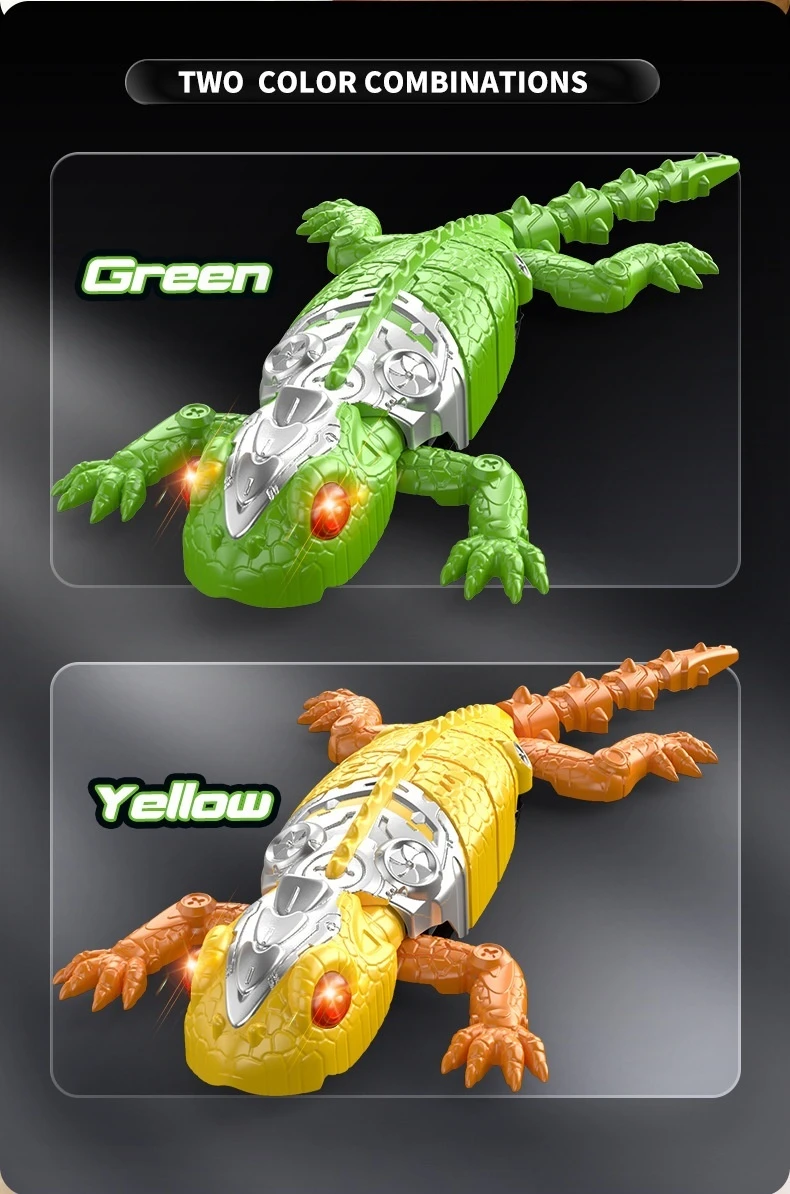 Green and yellow remote controlled wall climbing lizards