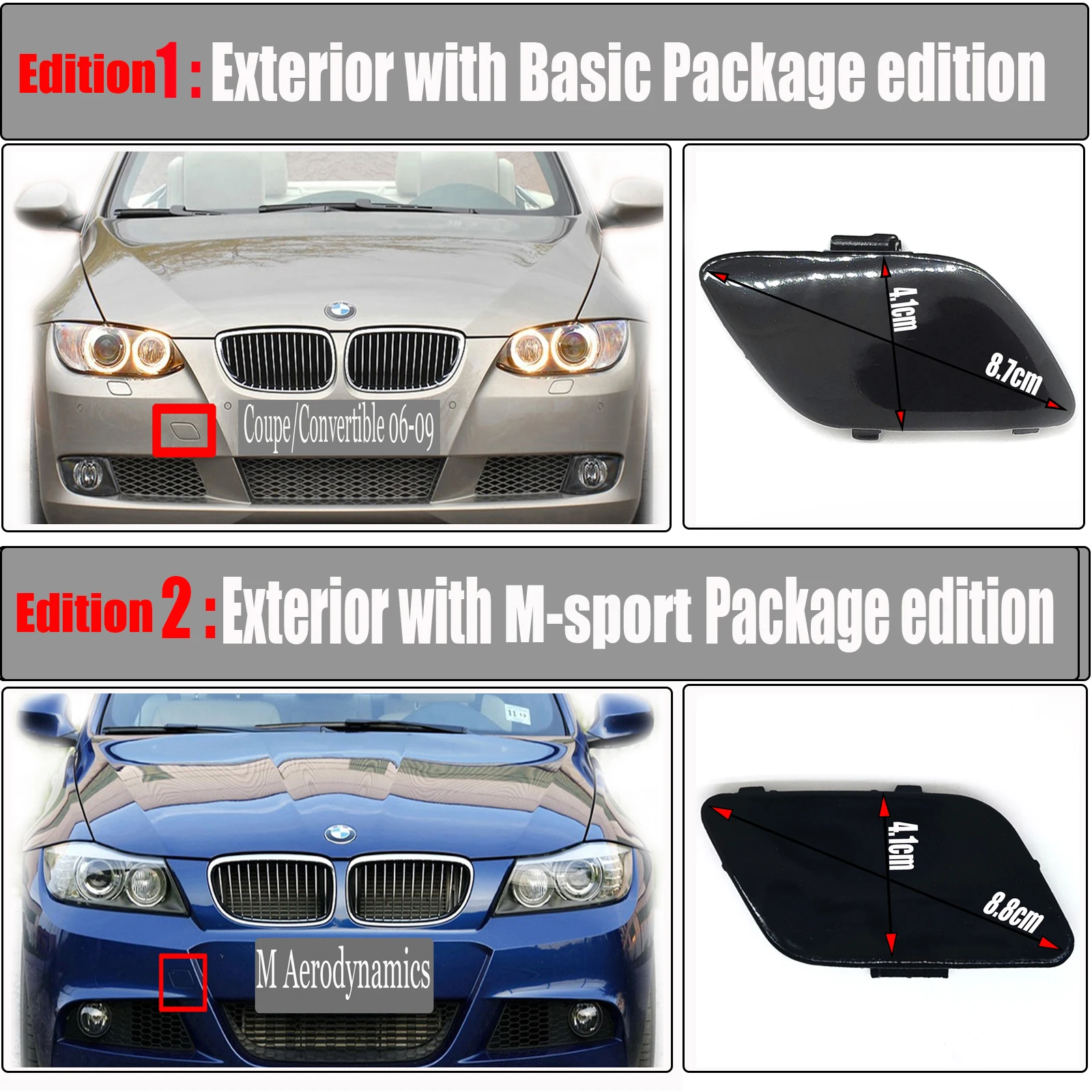 Fit 07-10 BMW3 E92/E93 328i 328xi 335i 335Xi Coupe Convertible Front TOW COVER EYE Hook CAP#51117187956