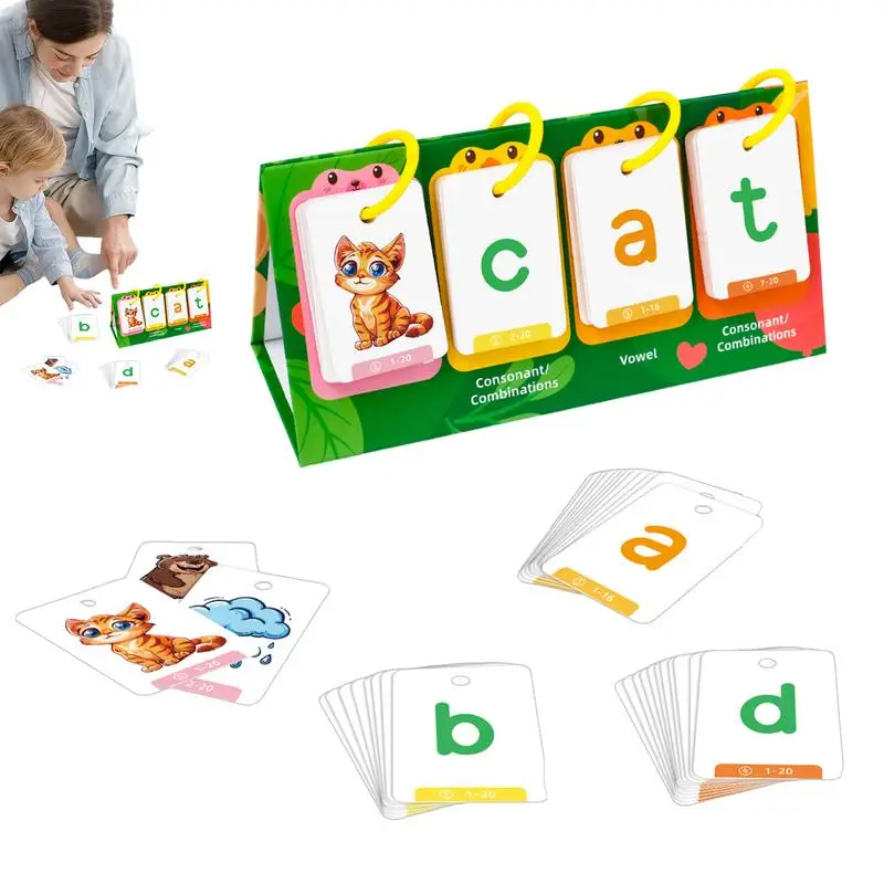 

Phonics Flash Cards Learn To Read Word Games Spelling Reading Preschool Learning Games Word Builder Games with 80 Cards for